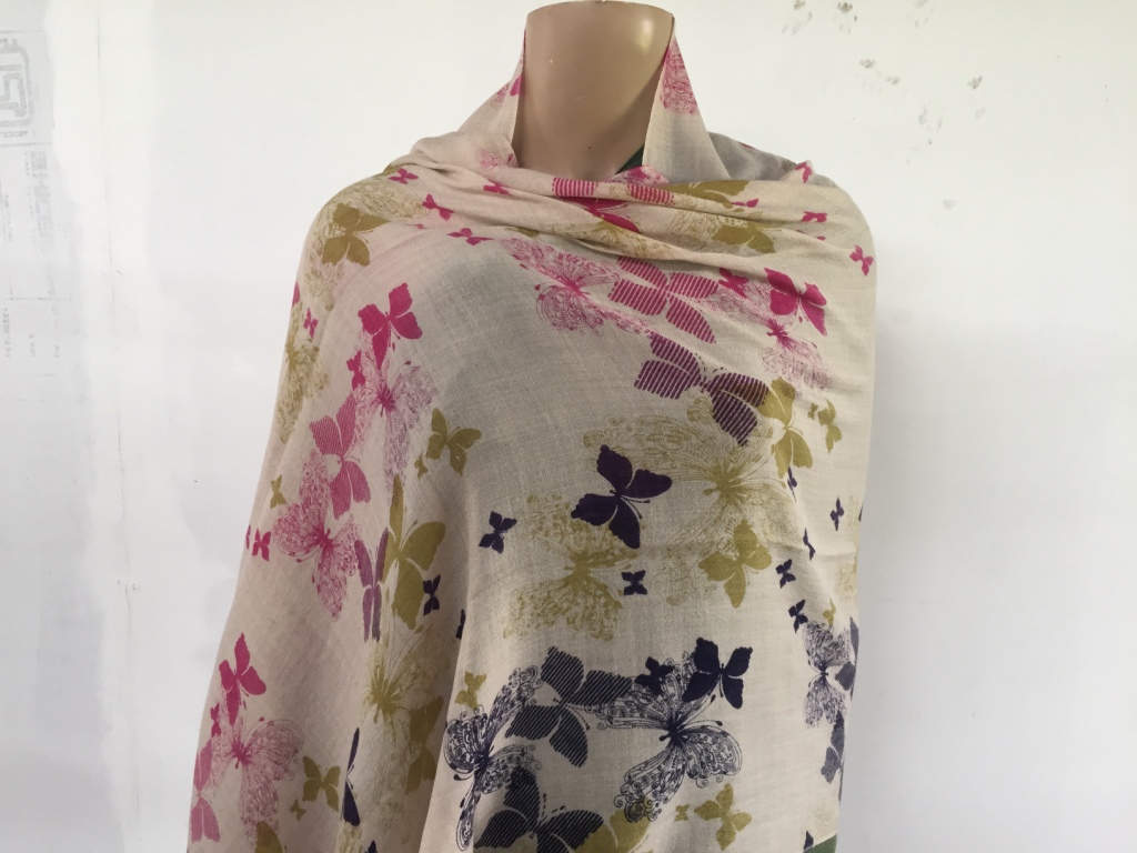 100% Cashmere Butterfly Print Stole
